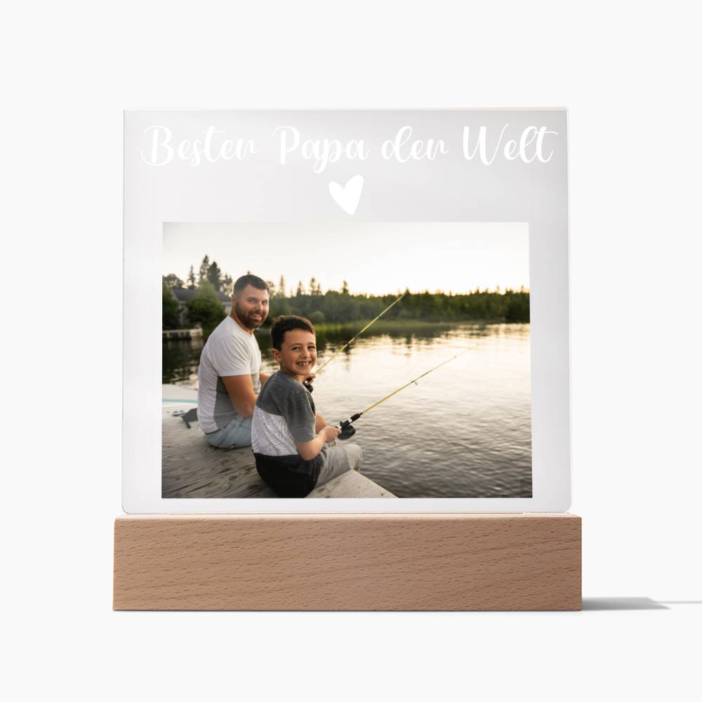 Personalisiertes Foto Bild LED Holz Stand Licht Lampe - Acrylic Square Plaque