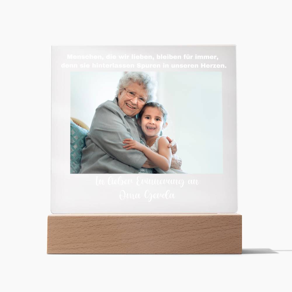 Persönliches Geschenk Zur Trauer Mit Foto Acryl Platte Mit LED Licht