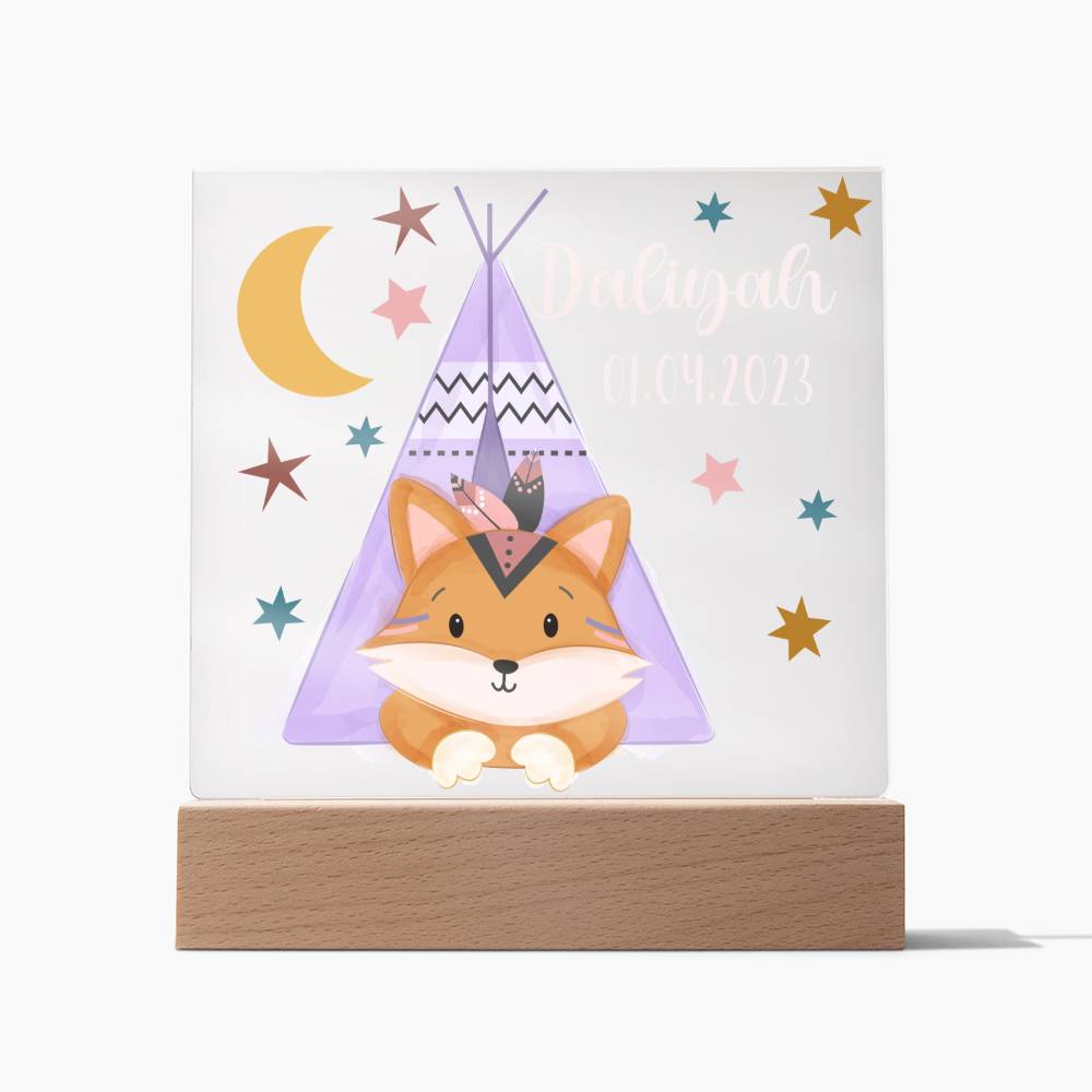 Nachtlicht Personalisiert Mit Namen und Datum - Acrylic Square Plaque
