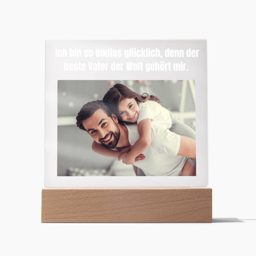Personalisiertes Foto Bild LED Holz Stand Licht Lampe - Acrylic Square Plaque