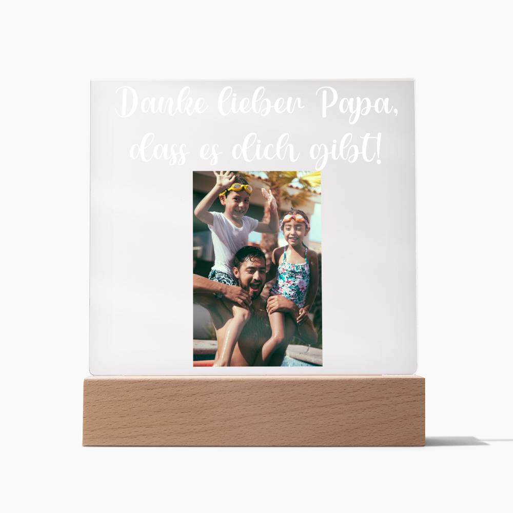 Personalisiertes Foto Bild LED Holz Stand Licht Lampe - Acrylic Square Plaque