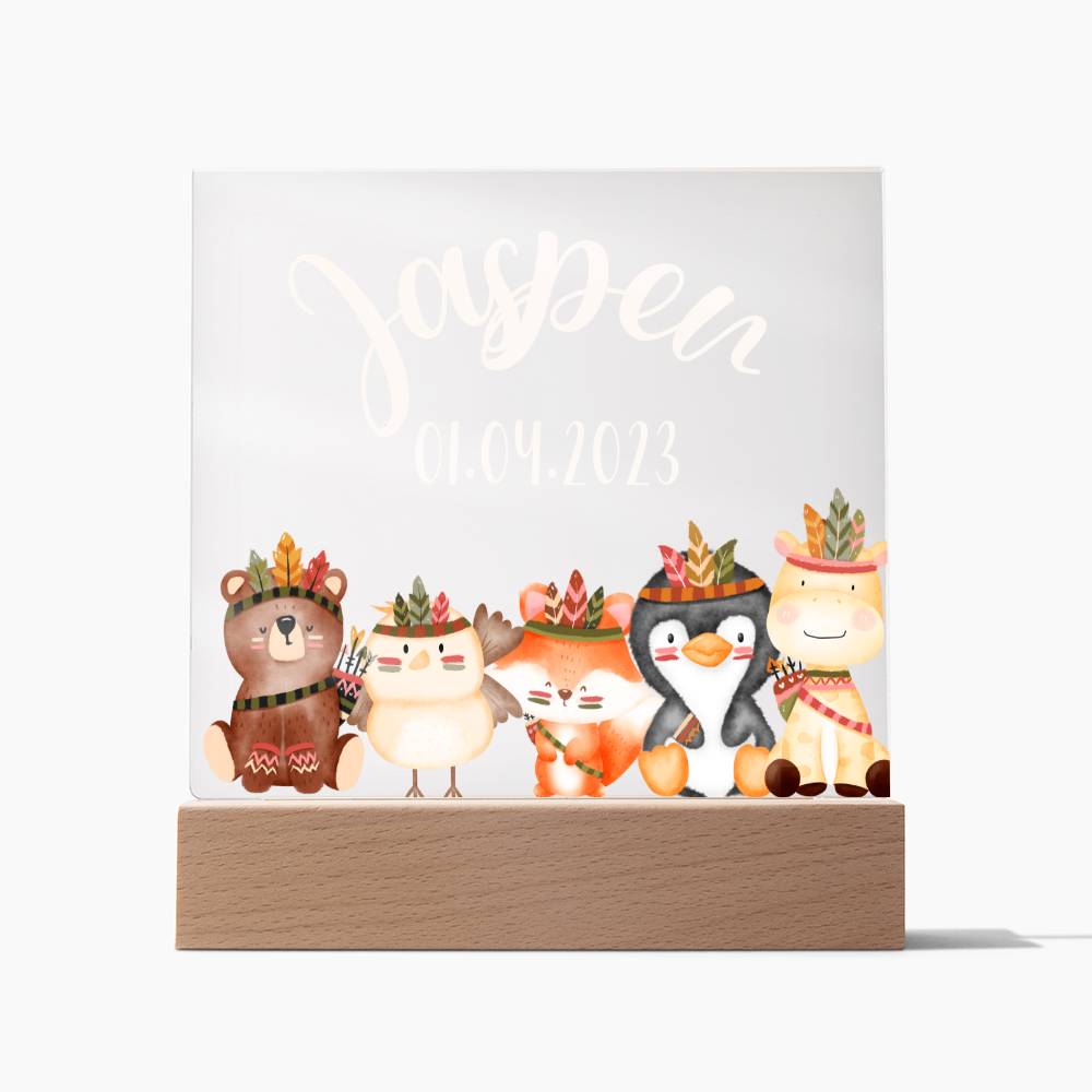Night Light Personalized With Name And Date - Acrylic Square Plaque
