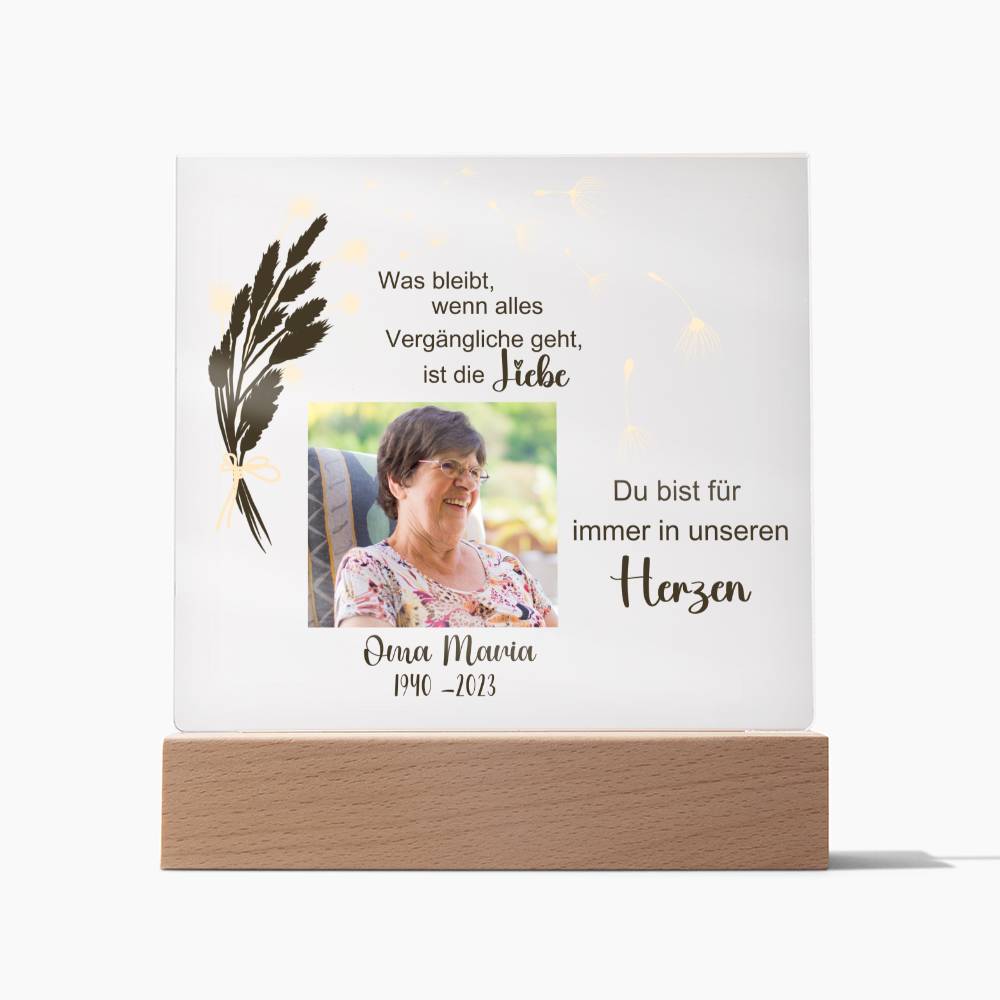 Persönliches Geschenk Zur Trauer Mit Foto Acryl Platte Mit LED Licht