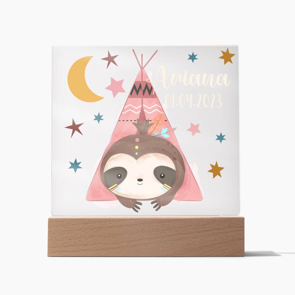Nachtlicht Personalisiert Mit Namen und Datum - Acrylic Square Plaque