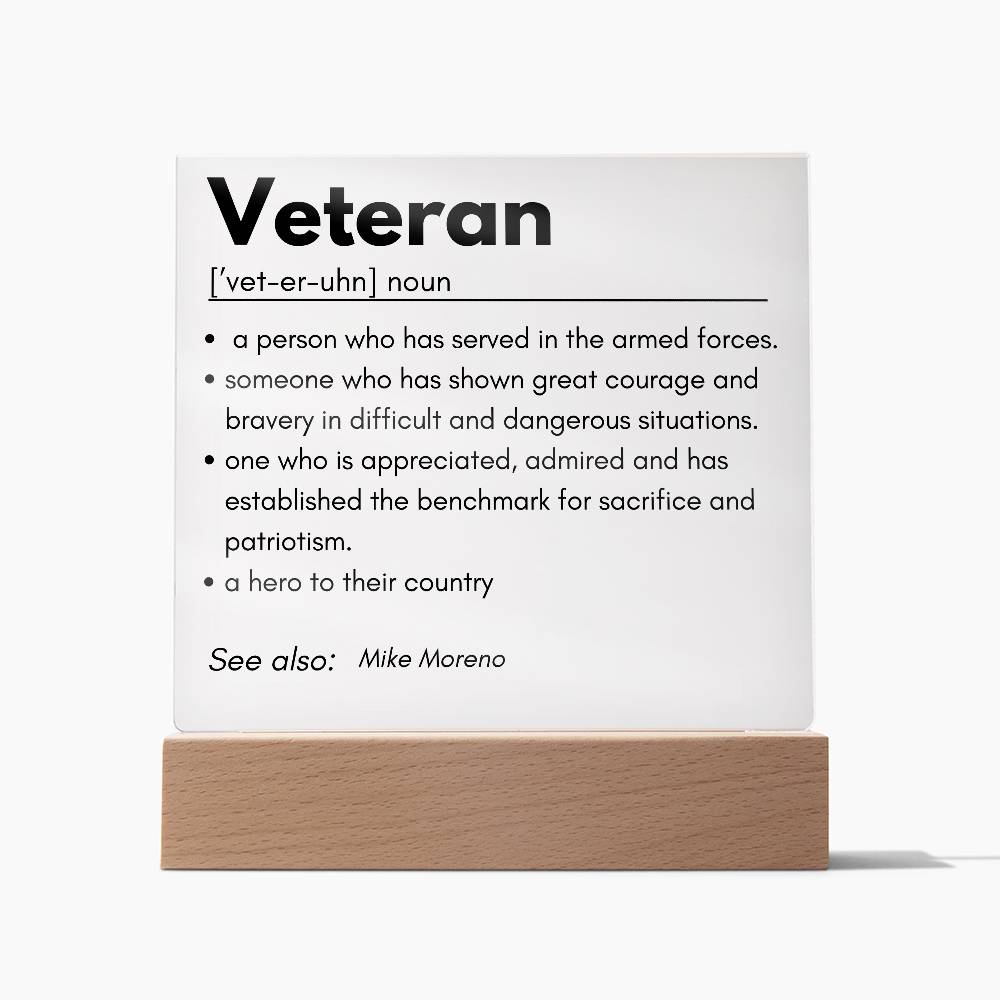 Personalized Veteran Definition 5 - Acrylic Square Plaque