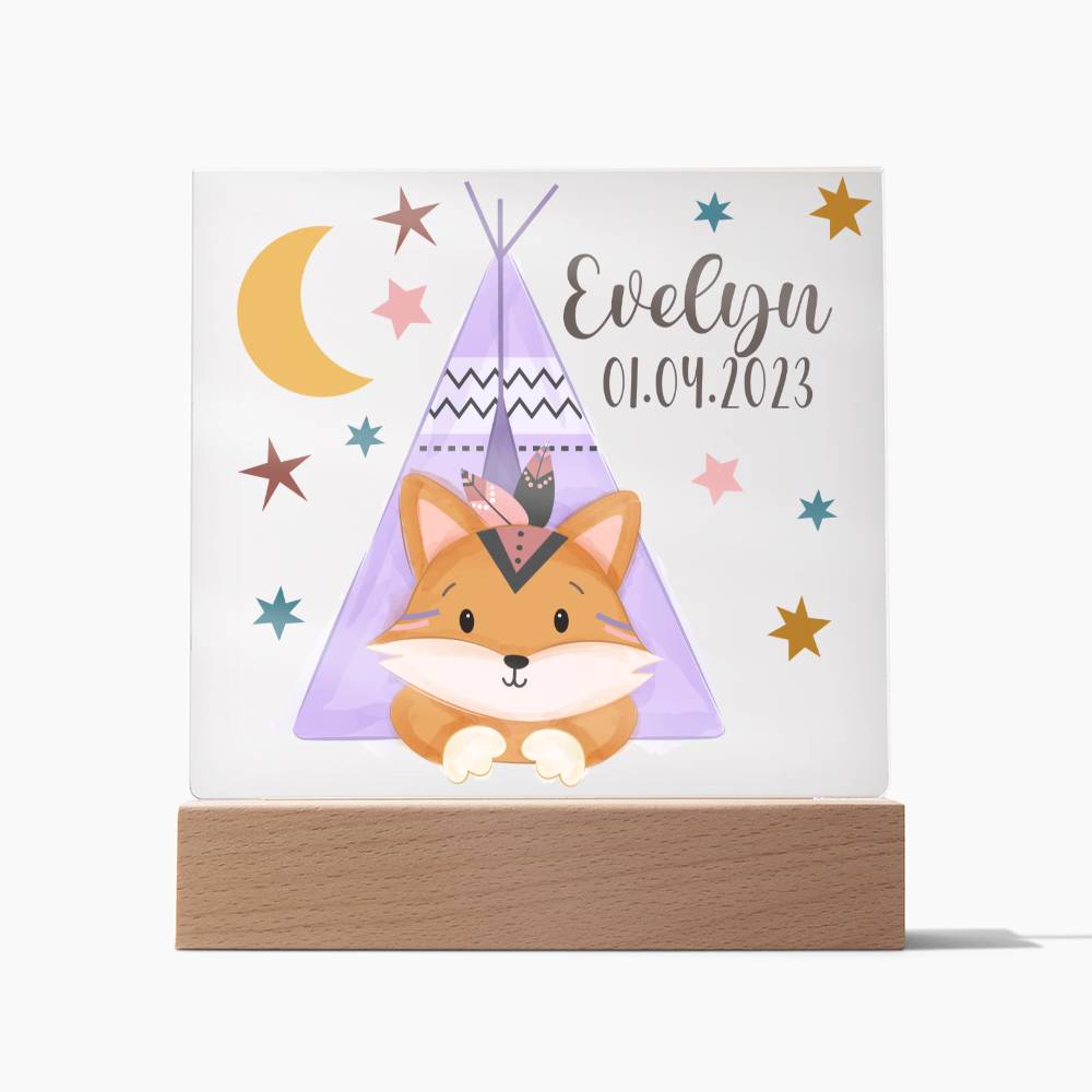 Nachtlicht Personalisiert Mit Namen und Datum - Acrylic Square Plaque