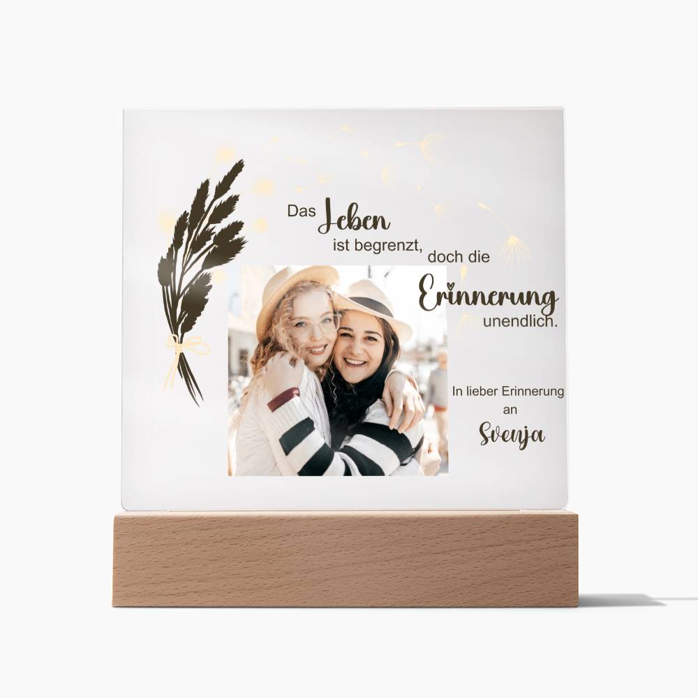 Persönliches Geschenk Zur Trauer Mit Foto Acryl Platte Mit LED Licht