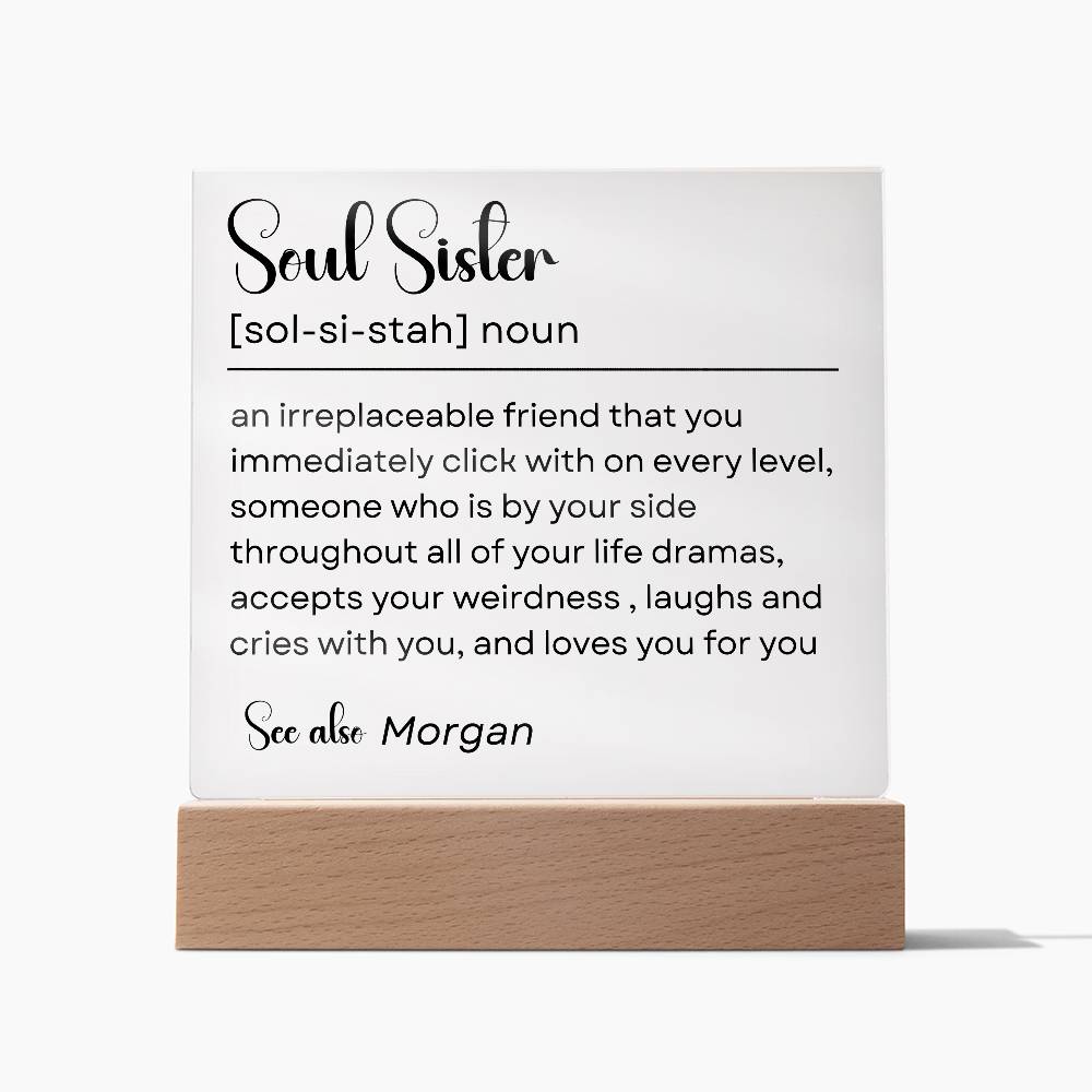 Personalized Soul Sister Plaque 1 - Acrylic Square Plaque