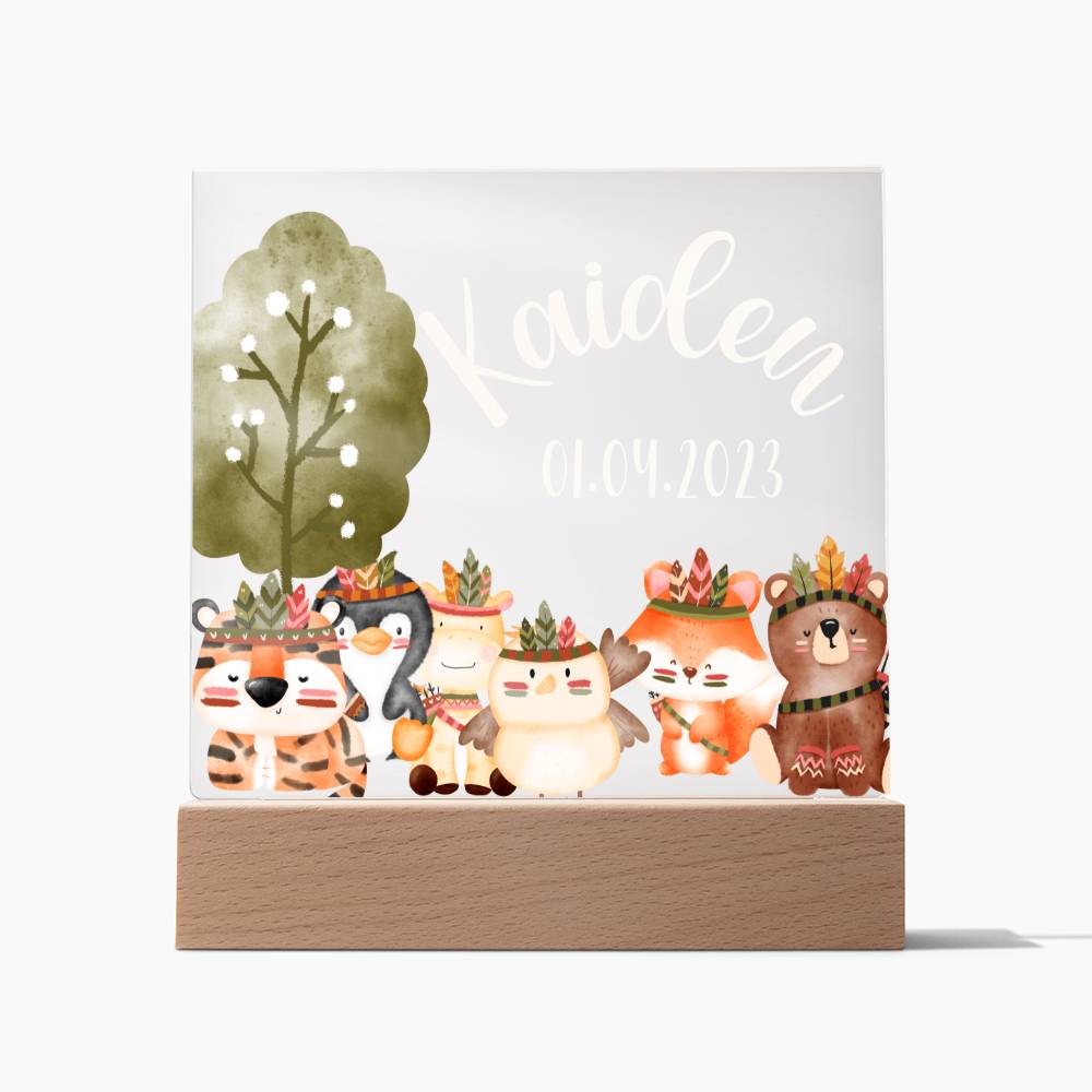 Nachtlicht Personalisiert Mit Namen und Datum - Acrylic Square Plaque