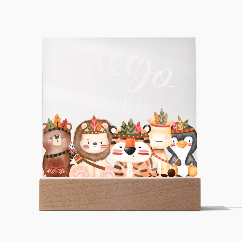 Nachtlicht Personalisiert Mit Namen und Datum - Acrylic Square Plaque