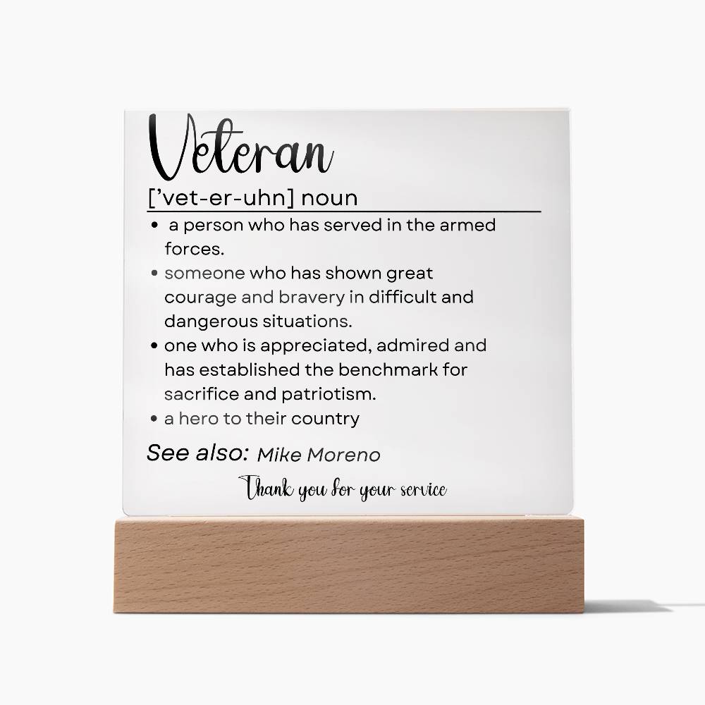 Personalized Veteran Definition 2 - Acrylic Square Plaque