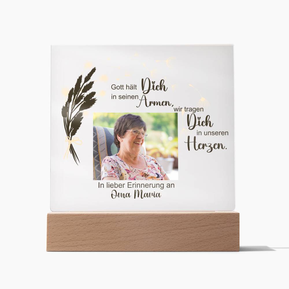 Persönliches Geschenk Zur Trauer Mit Foto Acryl Platte Mit LED Licht
