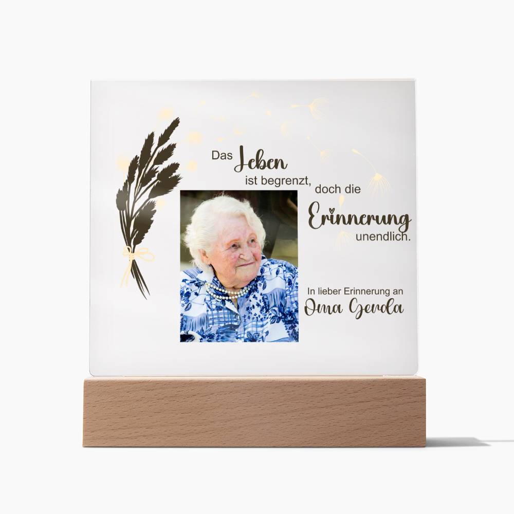 Persönliches Geschenk Zur Trauer Mit Foto Acryl Platte Mit LED Licht
