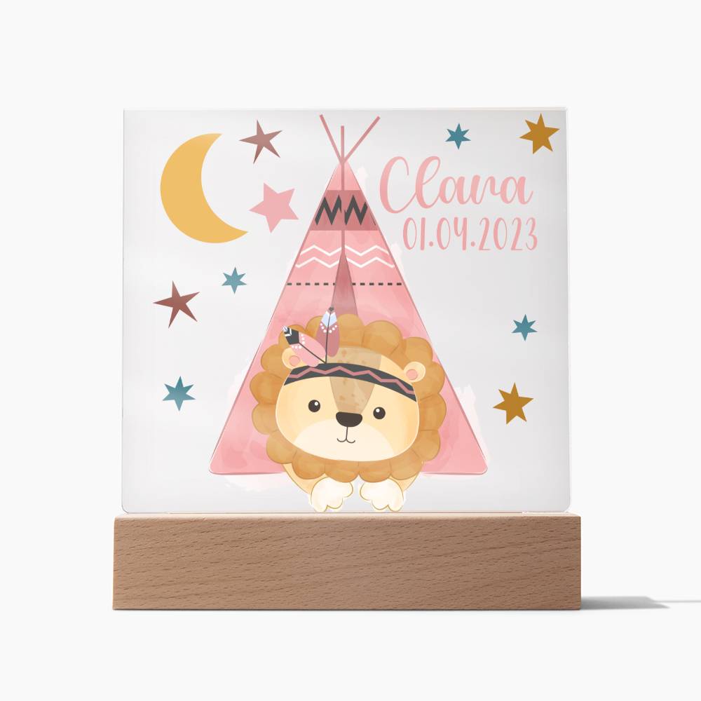 Nachtlicht Personalisiert Mit Namen und Datum - Acrylic Square Plaque