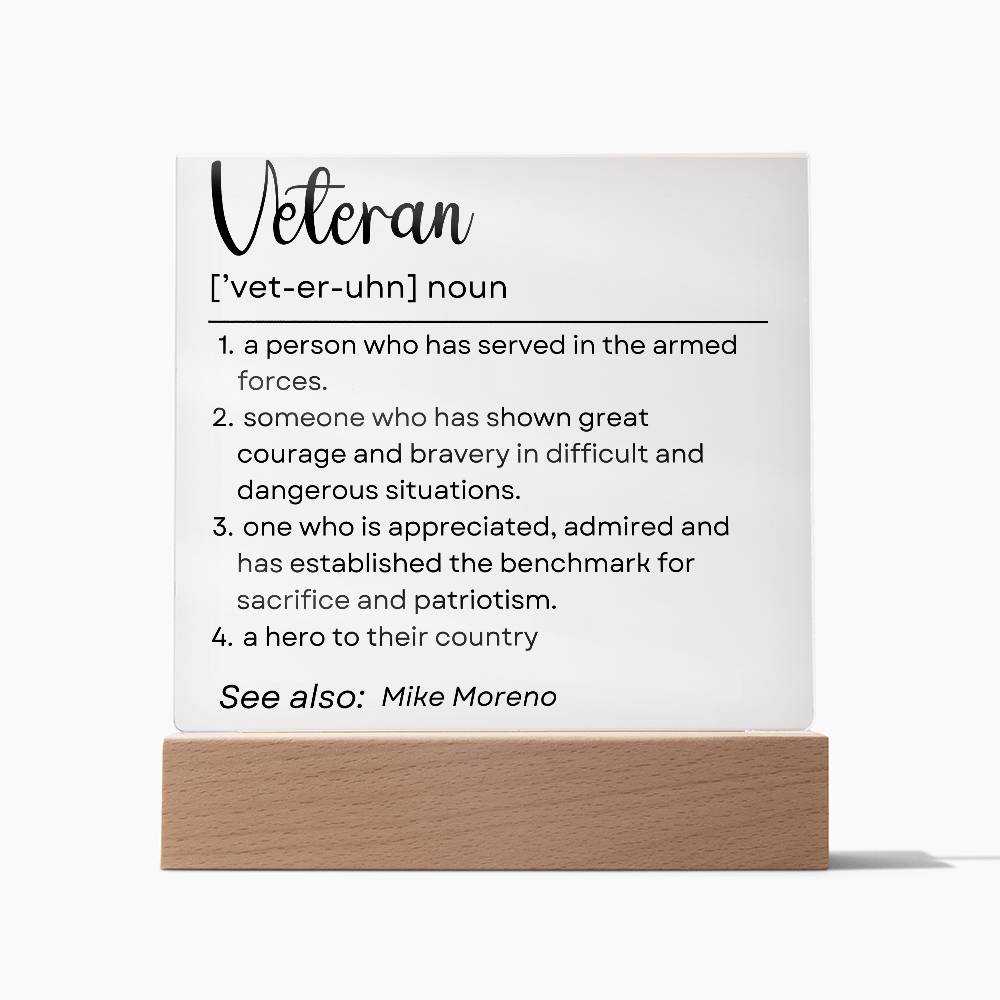 Personalized Veteran Definition 6 - Acrylic Square Plaque