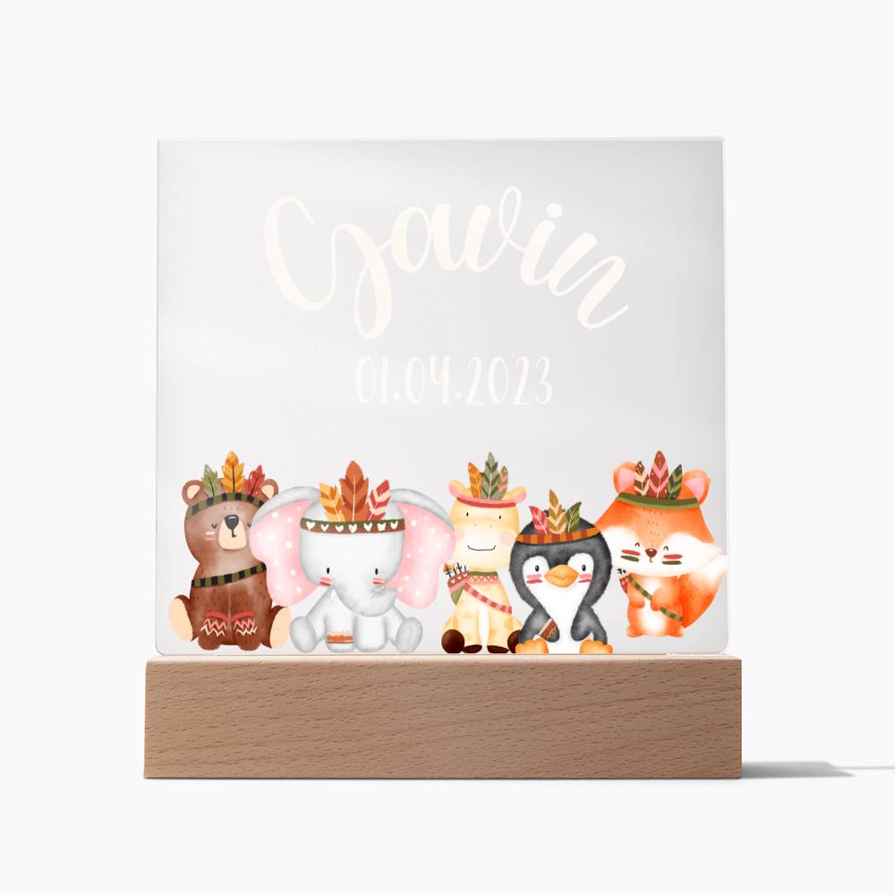 Nachtlicht Personalisiert Mit Namen und Datum - Acrylic Square Plaque