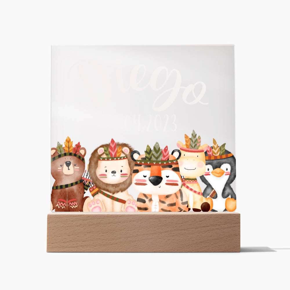 Night Light Personalized With Name And Date - Acrylic Square Plaque