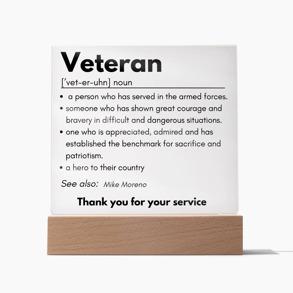 Personalized Veteran Definition 4 - Acrylic Square Plaque