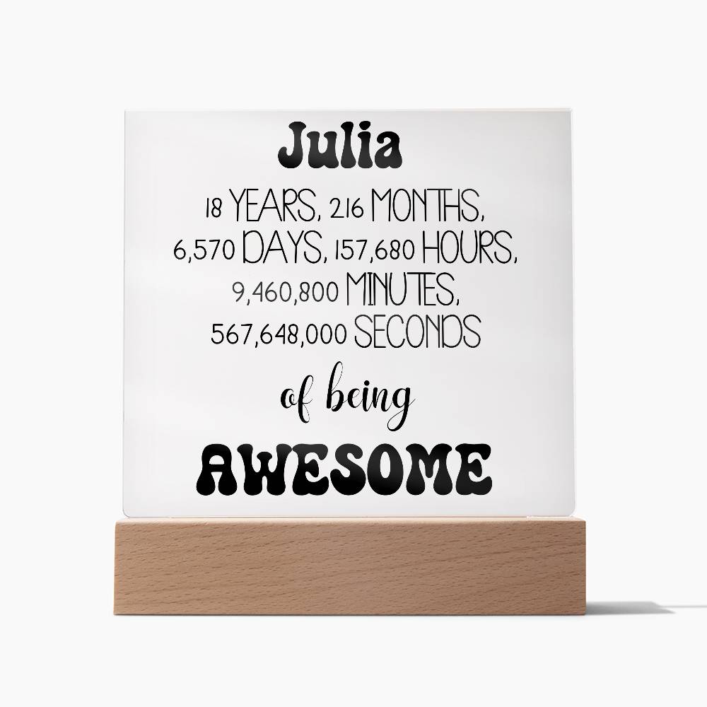 Happy 18th Birthday Personalized Gift Acrylic Plaque
