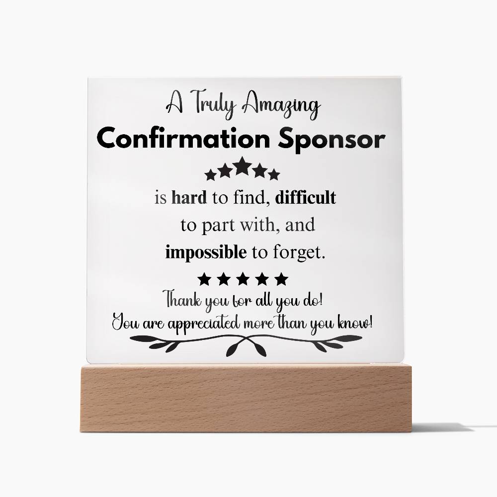 Personalized Confirmation Sponsor Gift - Acrylic Square Plaque