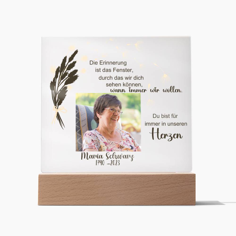 Persönliches Geschenk Zur Trauer Mit Foto Acryl Platte Mit LED Licht