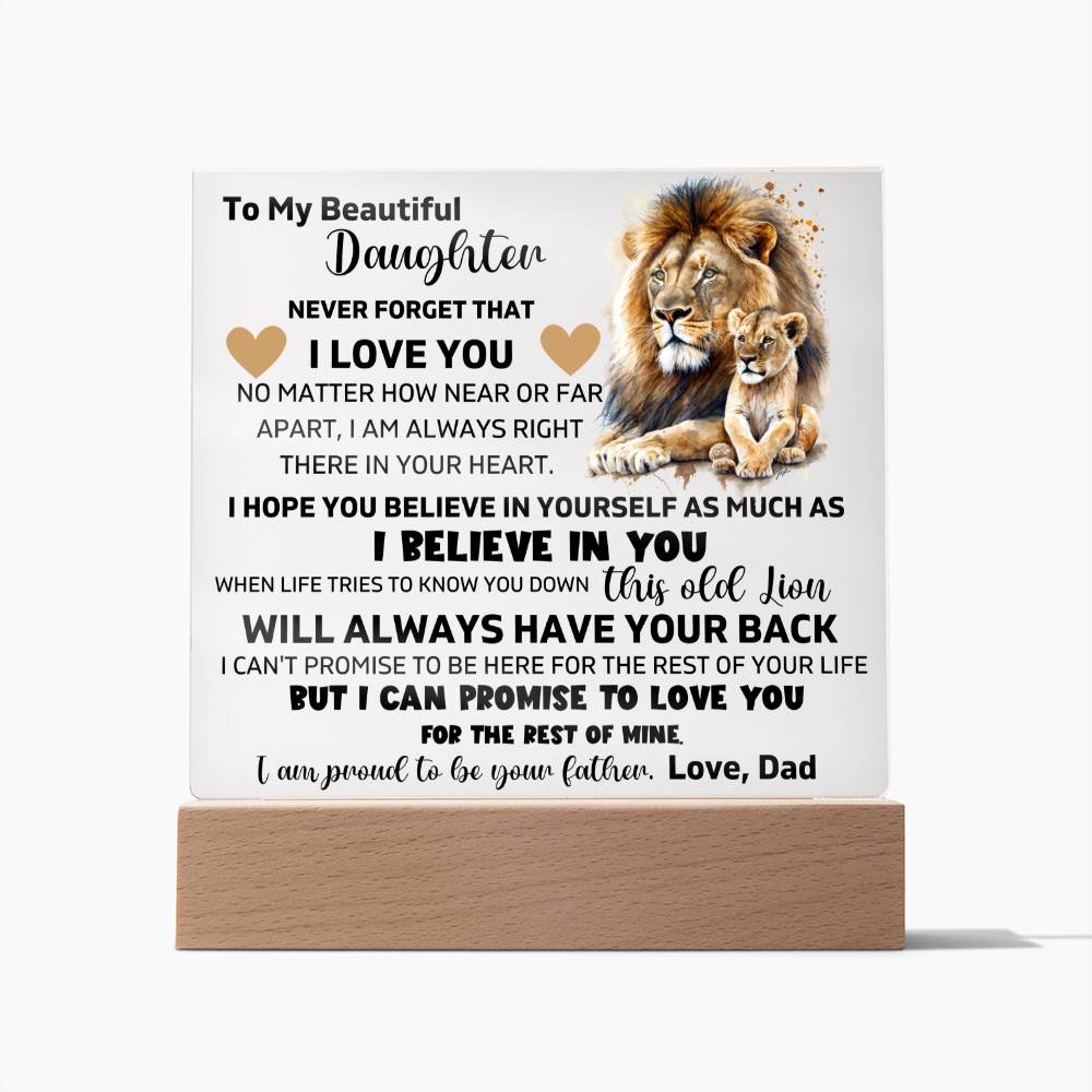 To My Daughter - Believe In Yourself - Square Acrylic Plaque