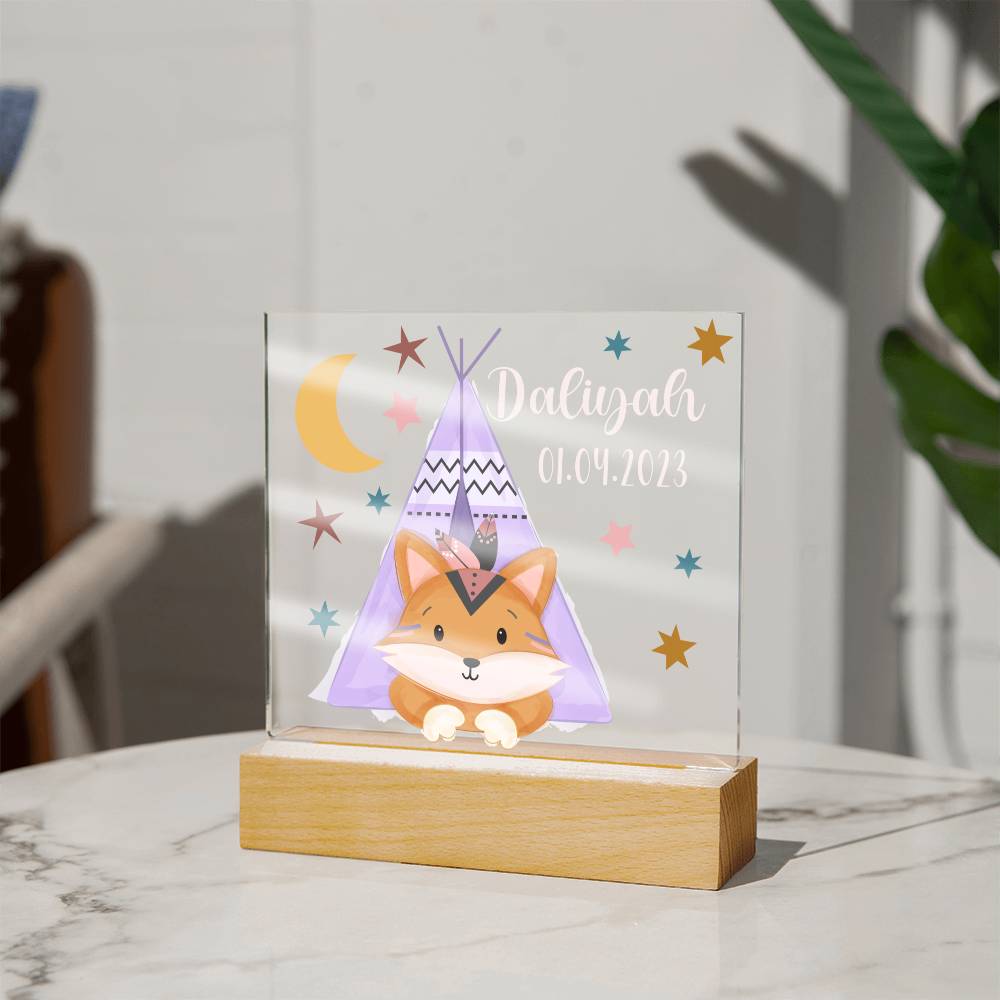 Nachtlicht Personalisiert Mit Namen und Datum - Acrylic Square Plaque