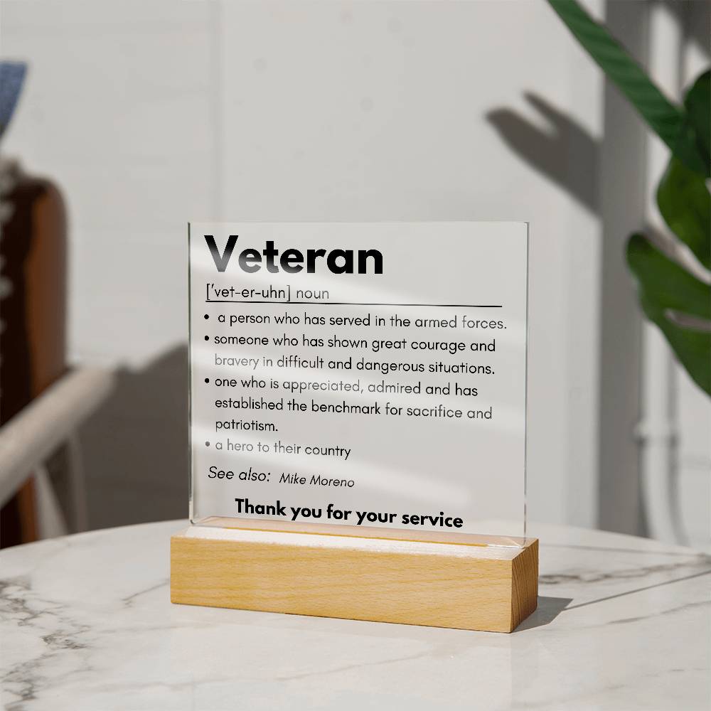 Personalized Veteran Definition 4 - Acrylic Square Plaque