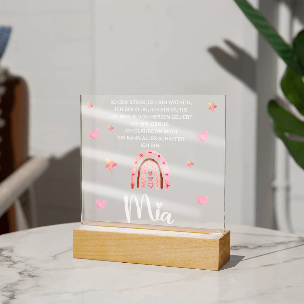 Personalisiertes Acryl LED Licht Mit Namen - Acrylic Square Plaque