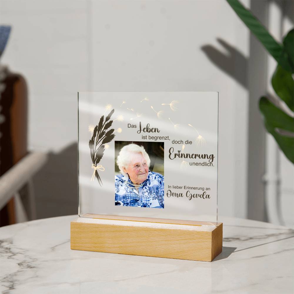 Persönliches Geschenk Zur Trauer Mit Foto Acryl Platte Mit LED Licht