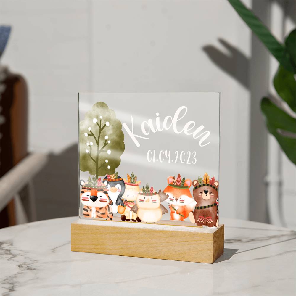 Nachtlicht Personalisiert Mit Namen und Datum - Acrylic Square Plaque