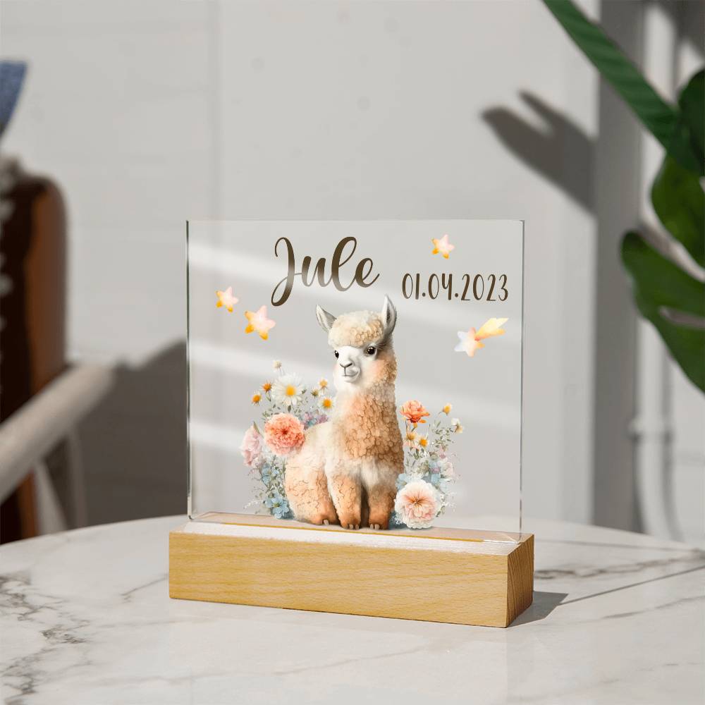 Nachtlicht Personalisiert Mit Namen - Acrylic Square Plaque