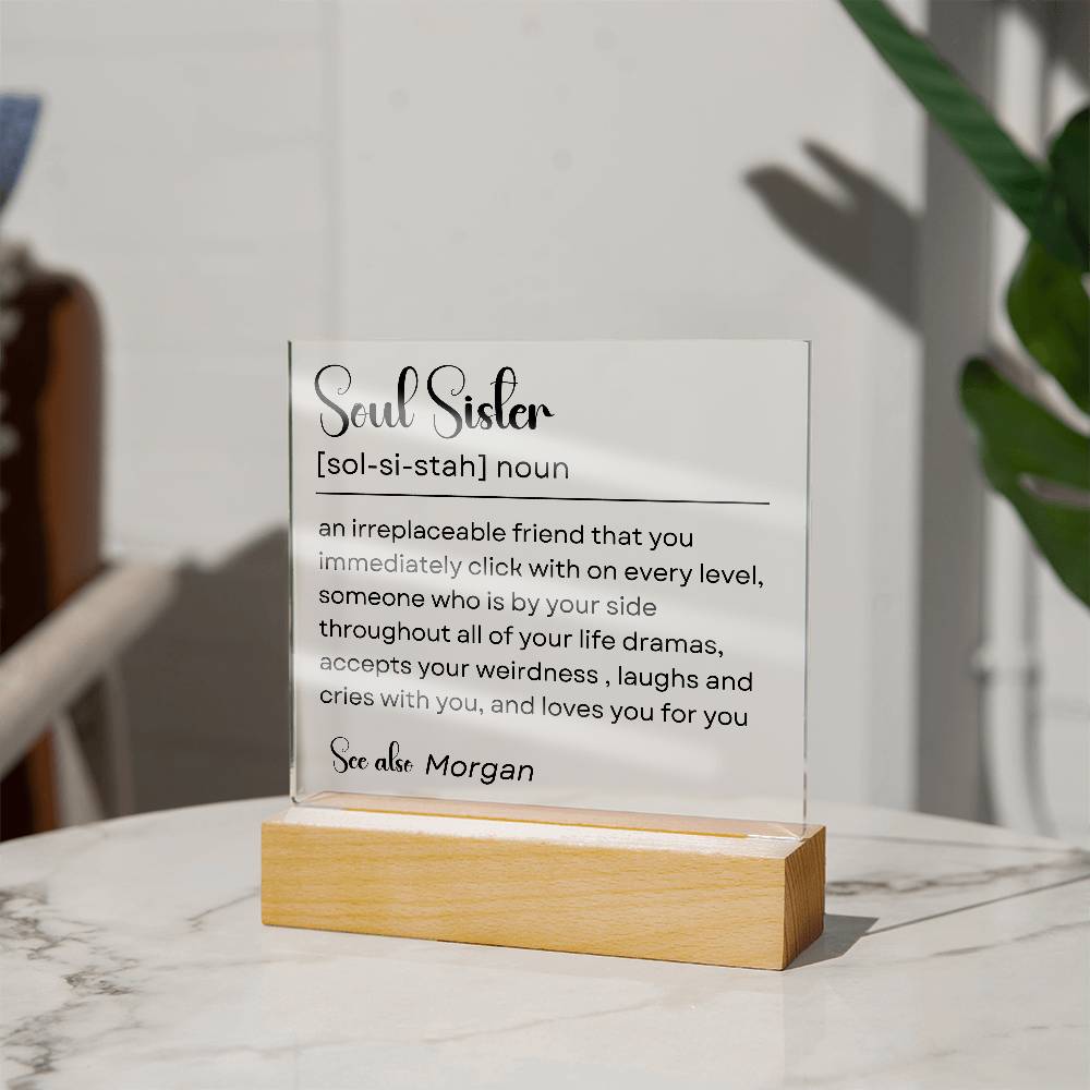 Personalized Soul Sister Plaque 1 - Acrylic Square Plaque