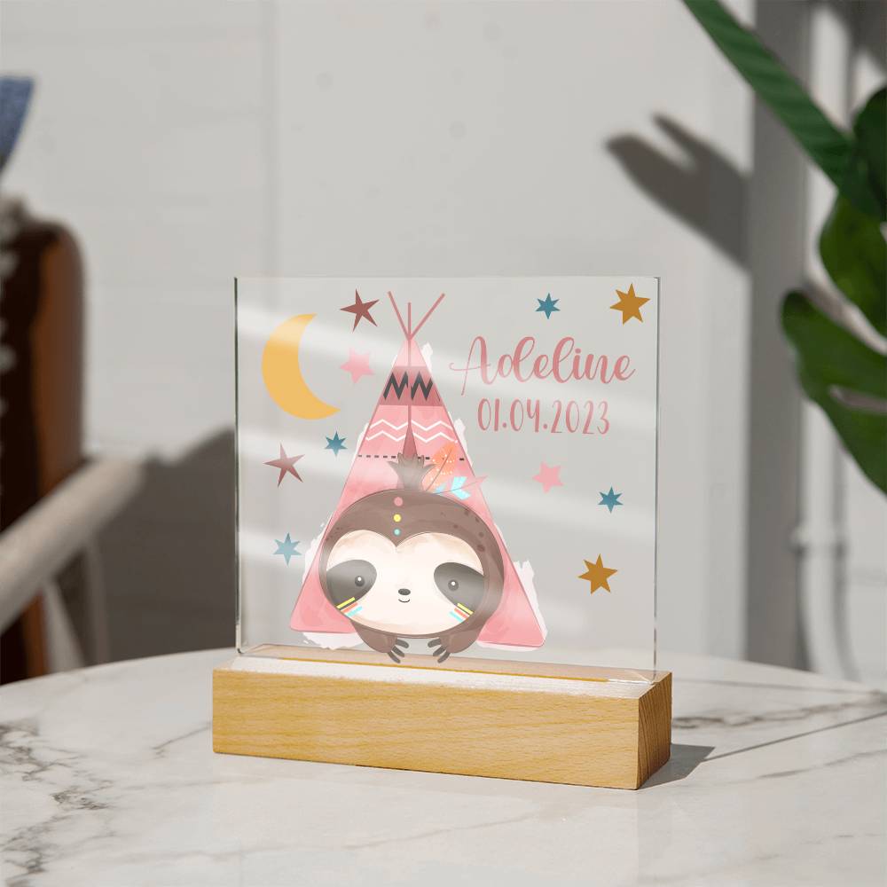 Nachtlicht Personalisiert Mit Namen und Datum - Acrylic Square Plaque