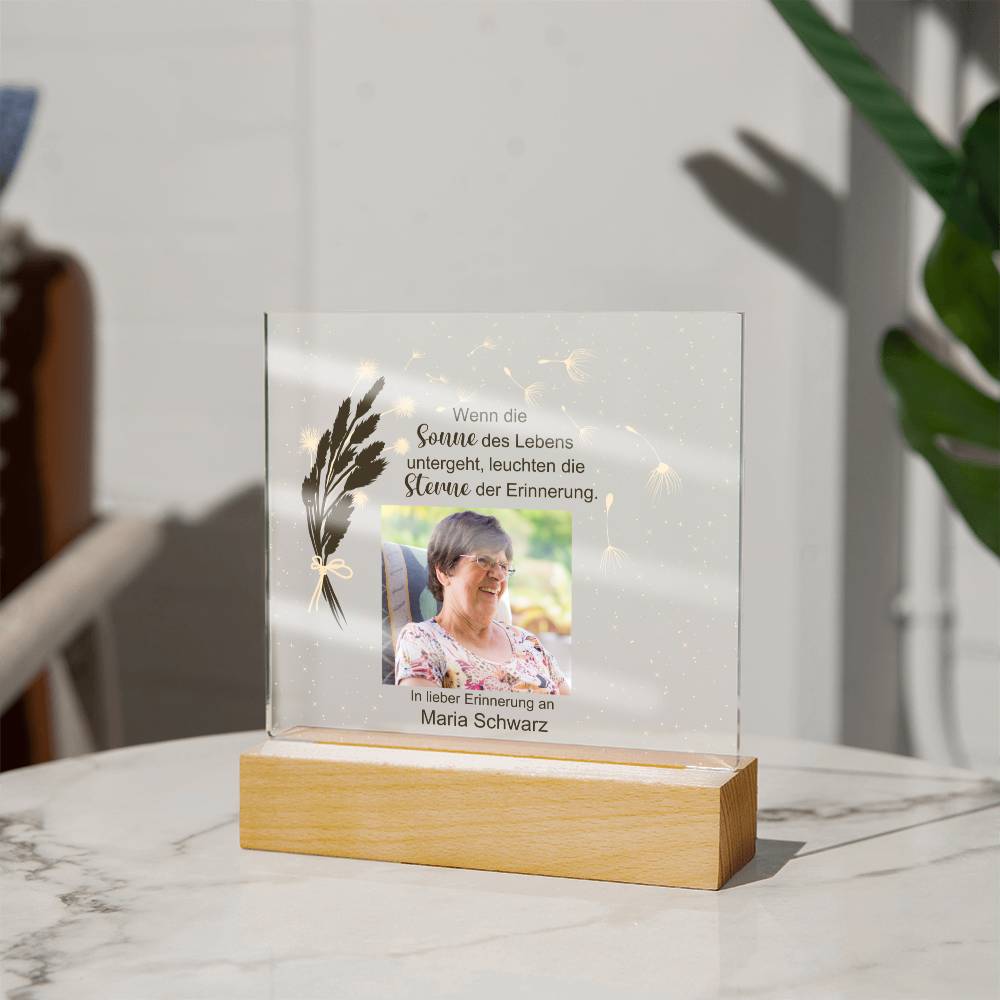 Persönliches Geschenk Zur Trauer Mit Foto Acryl Platte Mit LED Licht