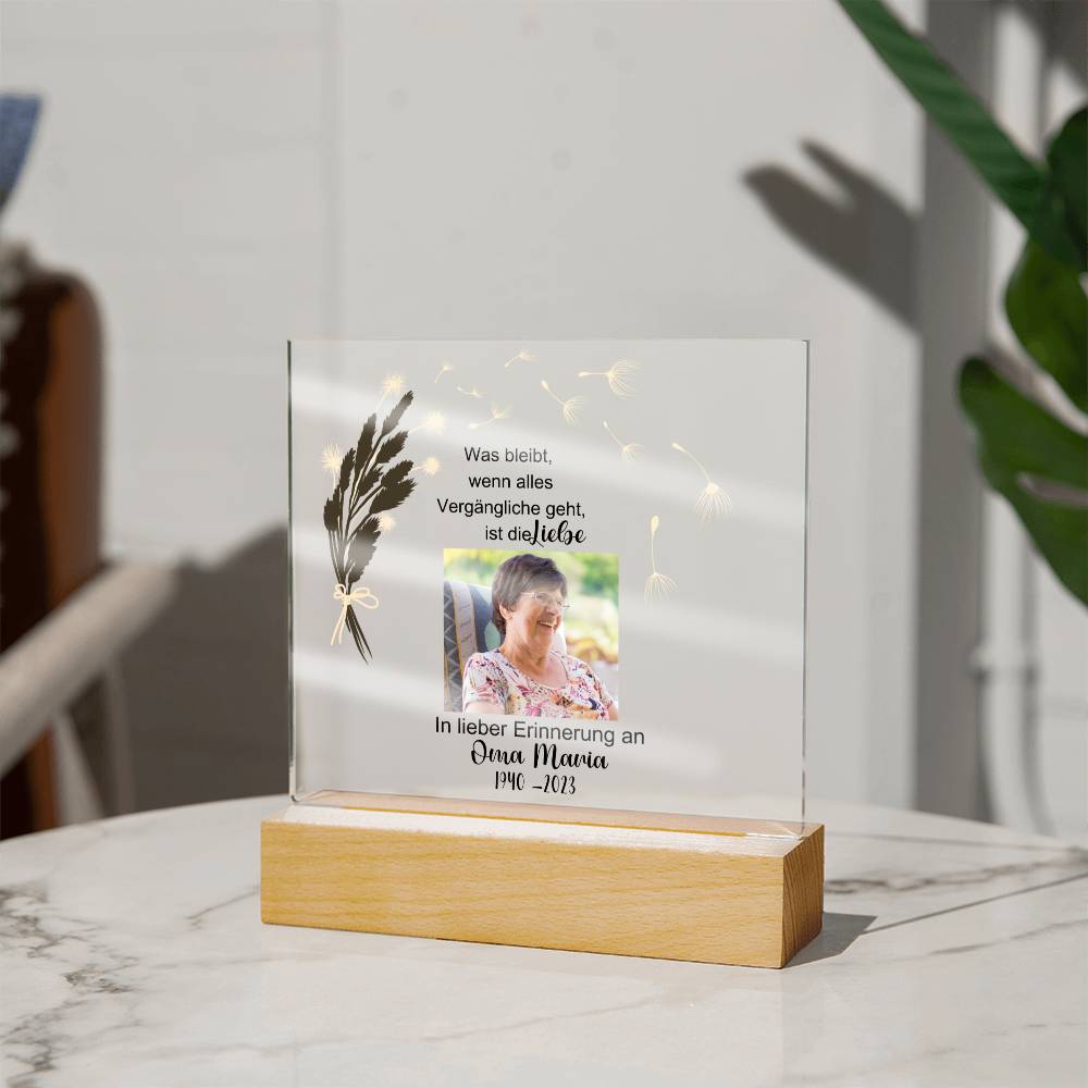 Persönliches Geschenk Zur Trauer Mit Foto Acryl Platte Mit LED Licht