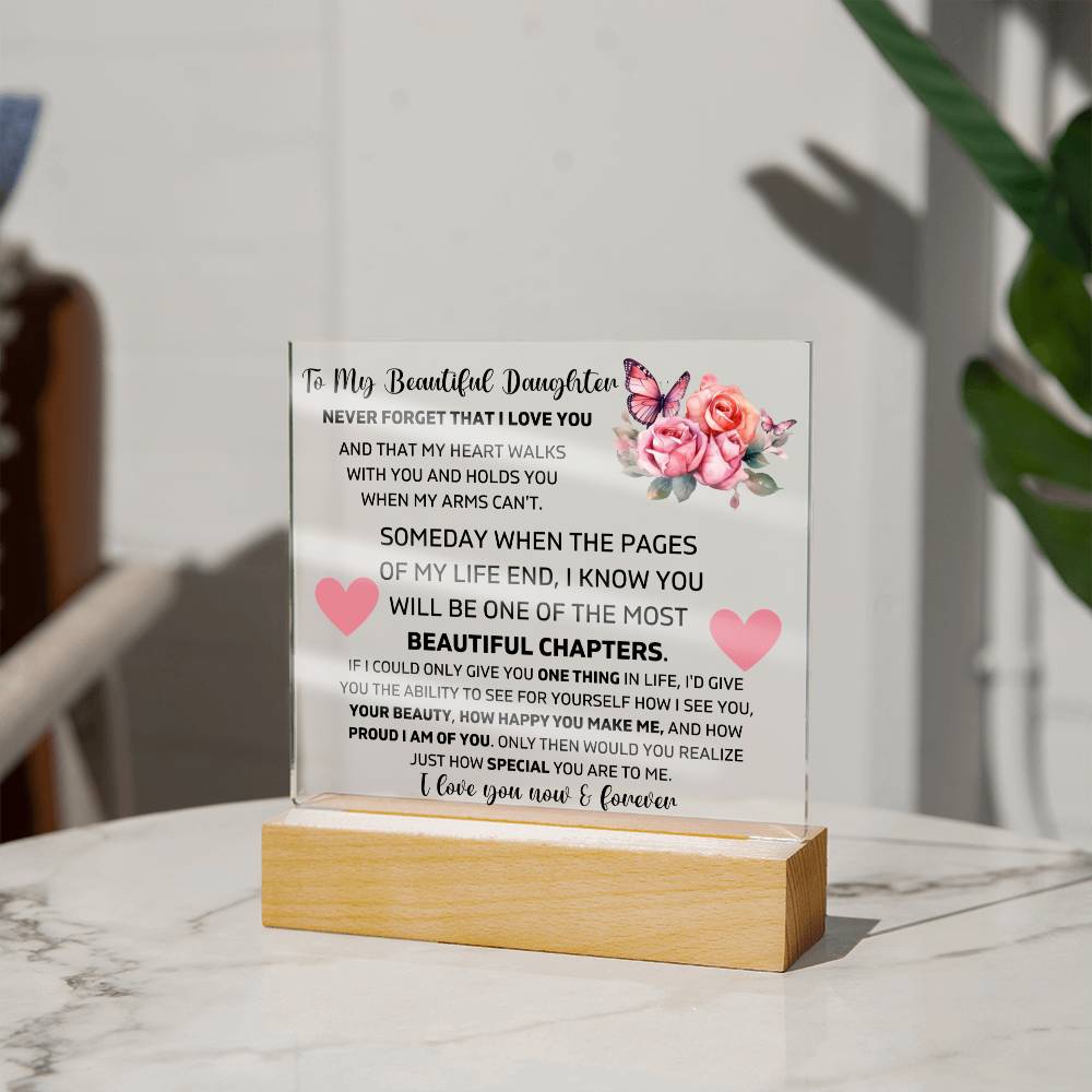 To My Daughter - My Heart Walks With You - Square Acrylic Plaque