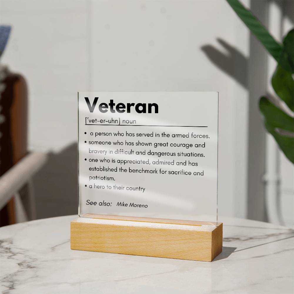 Personalized Veteran Definition 5 - Acrylic Square Plaque