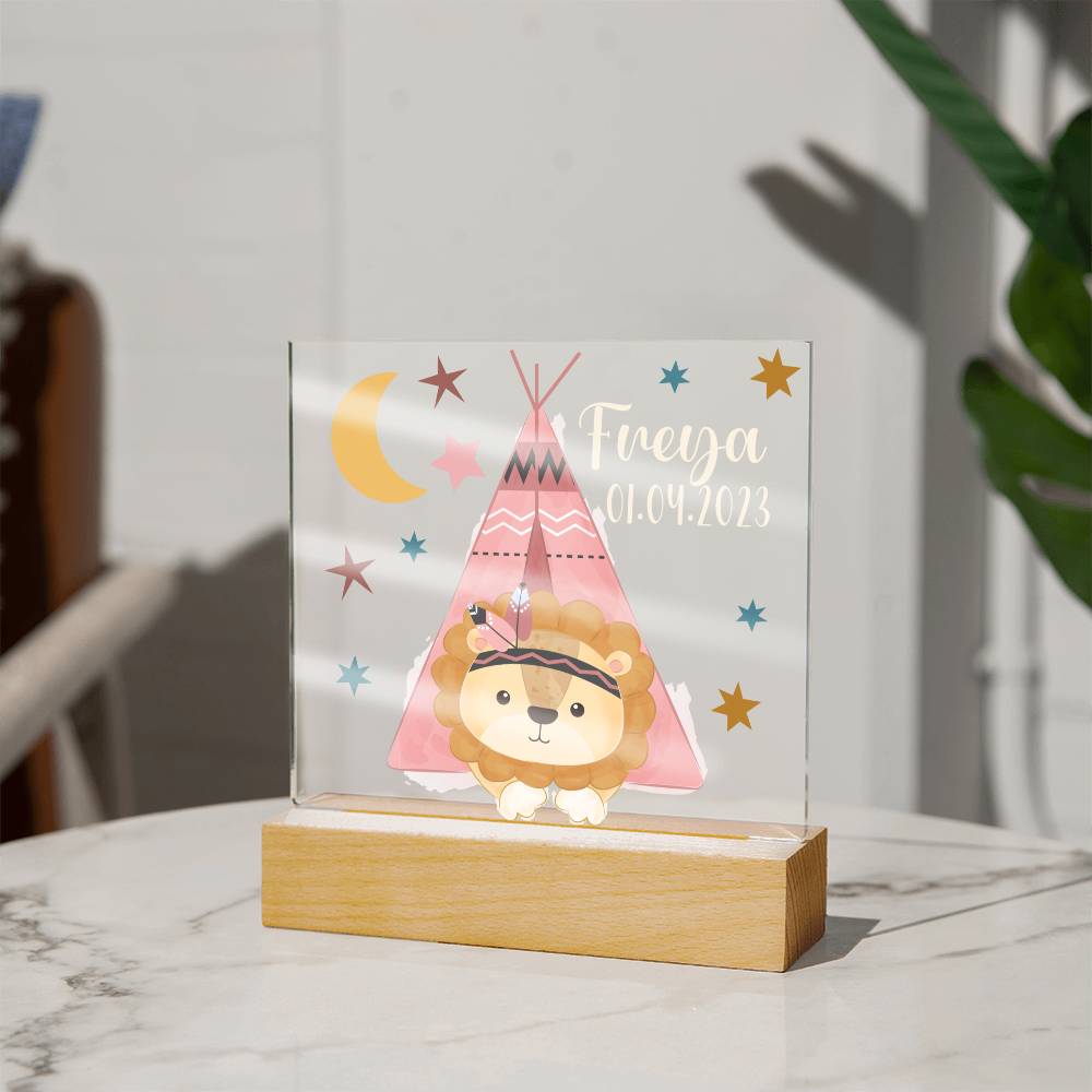 Nachtlicht Personalisiert Mit Namen und Datum - Acrylic Square Plaque
