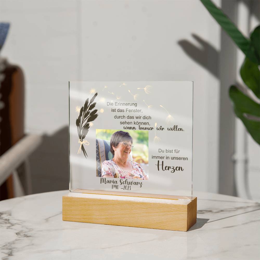 Persönliches Geschenk Zur Trauer Mit Foto Acryl Platte Mit LED Licht