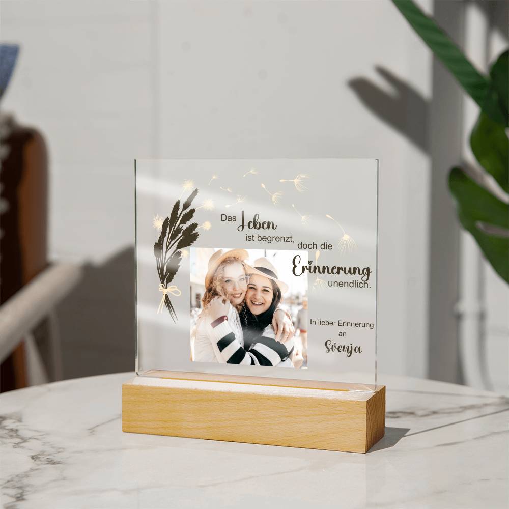 Persönliches Geschenk Zur Trauer Mit Foto Acryl Platte Mit LED Licht