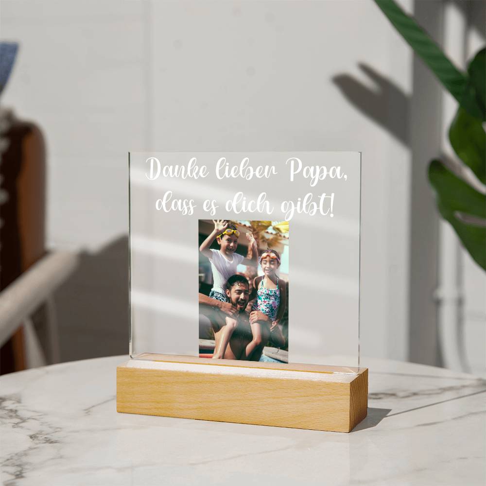 Personalisiertes Foto Bild LED Holz Stand Licht Lampe - Acrylic Square Plaque