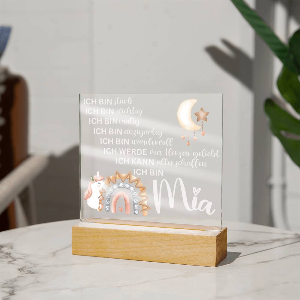 Personalisiertes Acryl LED Licht Mit Namen - Acrylic Square Plaque