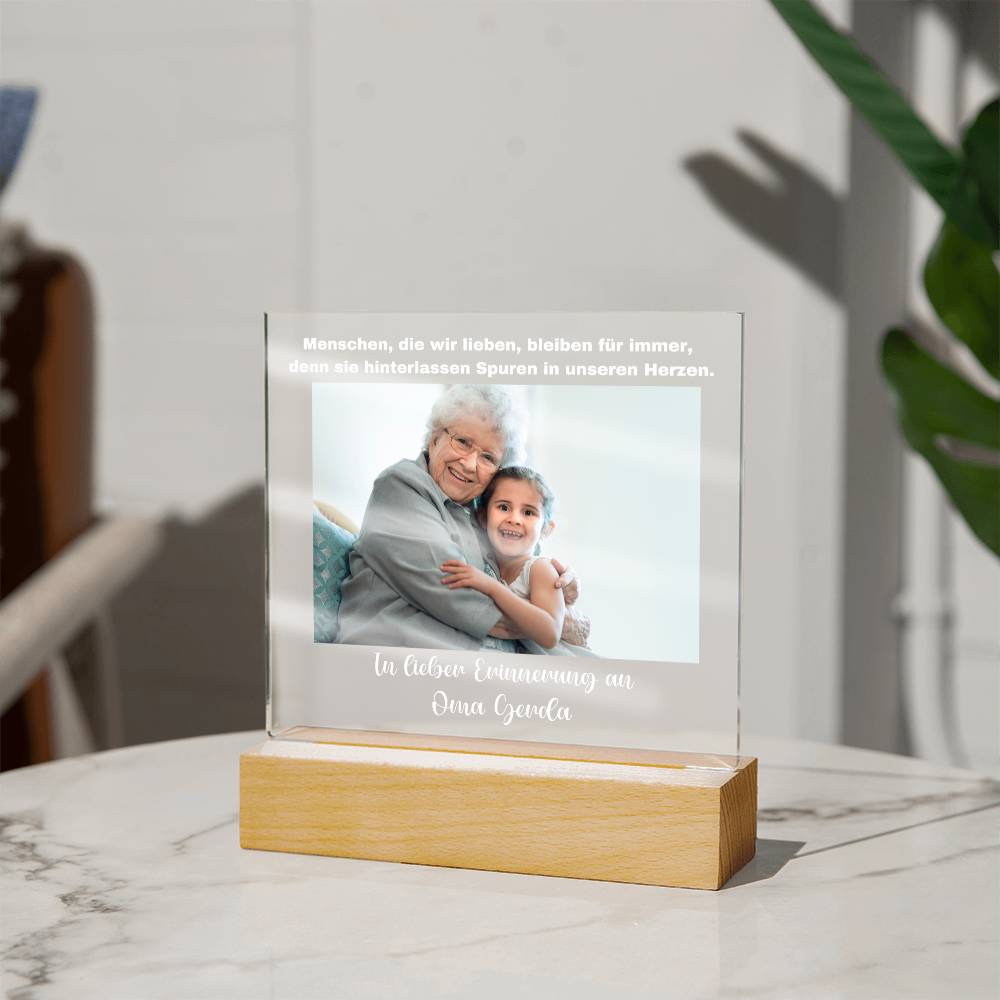 Persönliches Geschenk Zur Trauer Mit Foto Acryl Platte Mit LED Licht