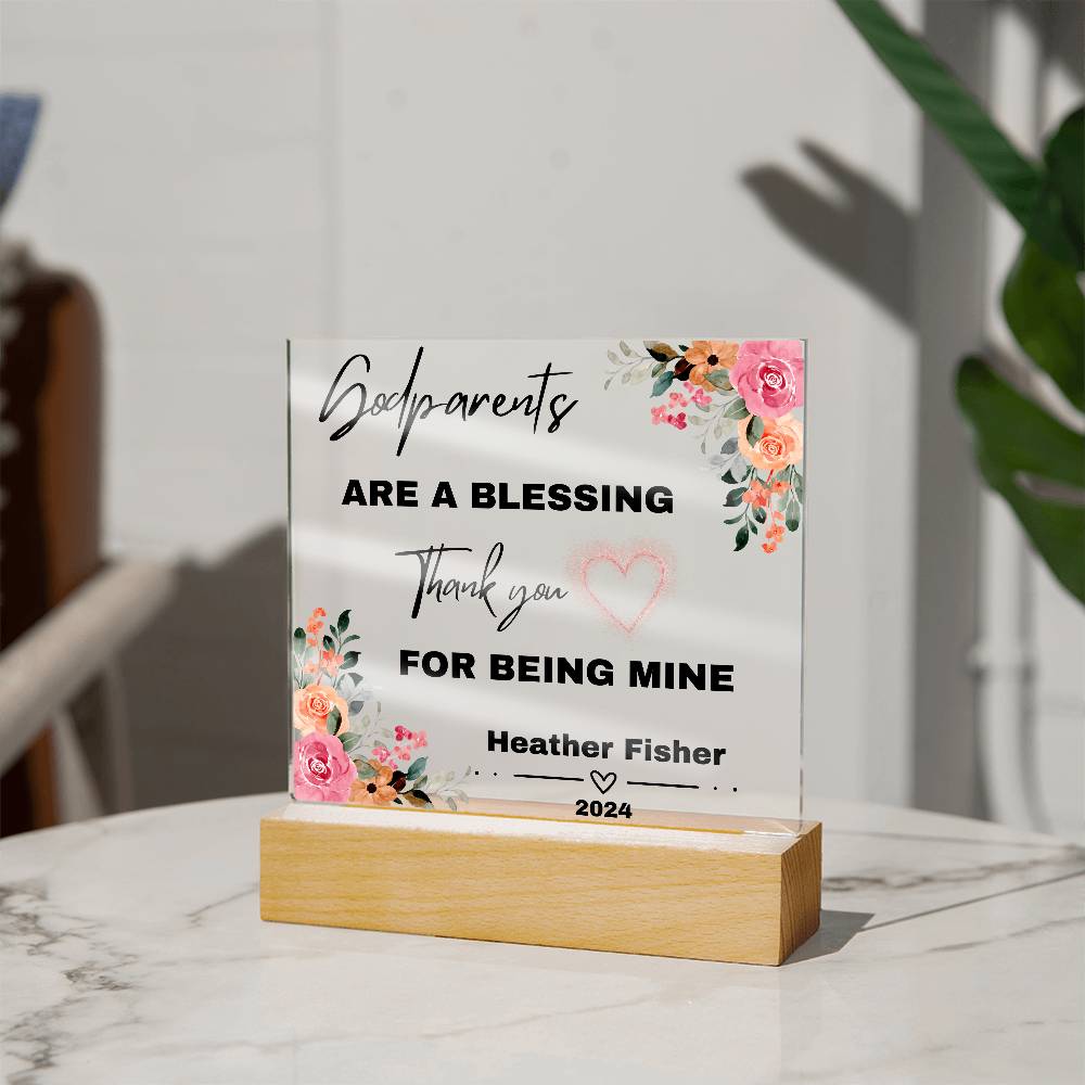 Personalized Godparents Gift 3 - Acrylic Square Plaque