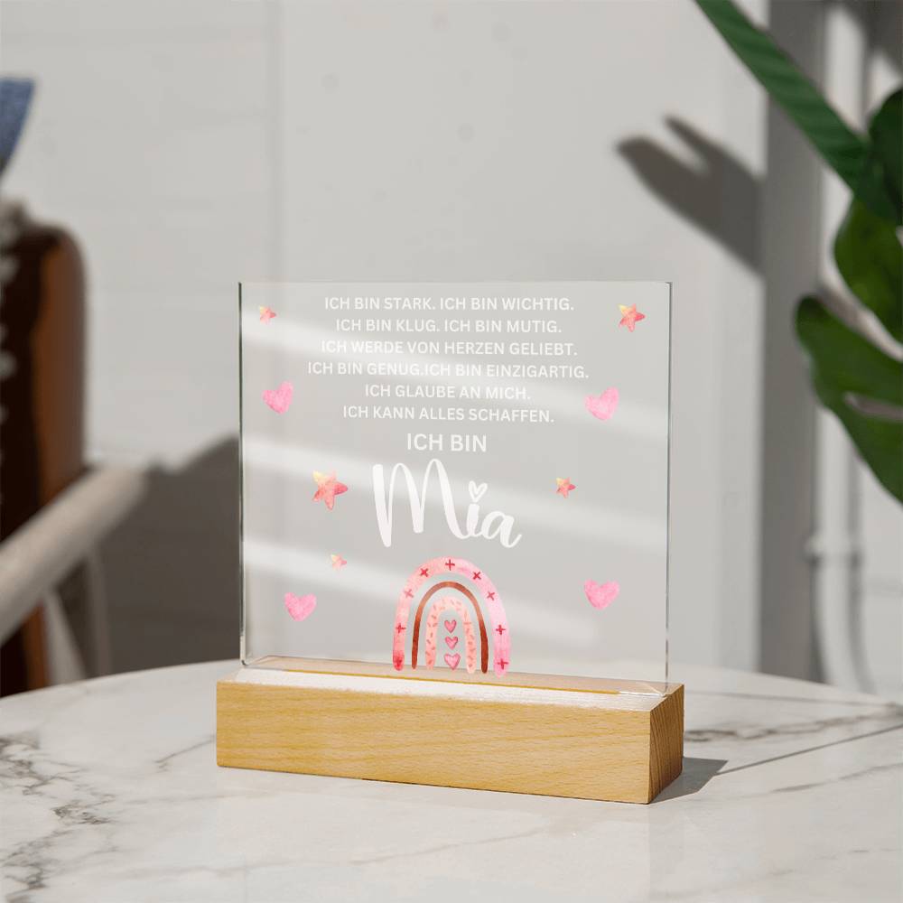 Personalisiertes Acryl LED Licht Mit Namen - Acrylic Square Plaque