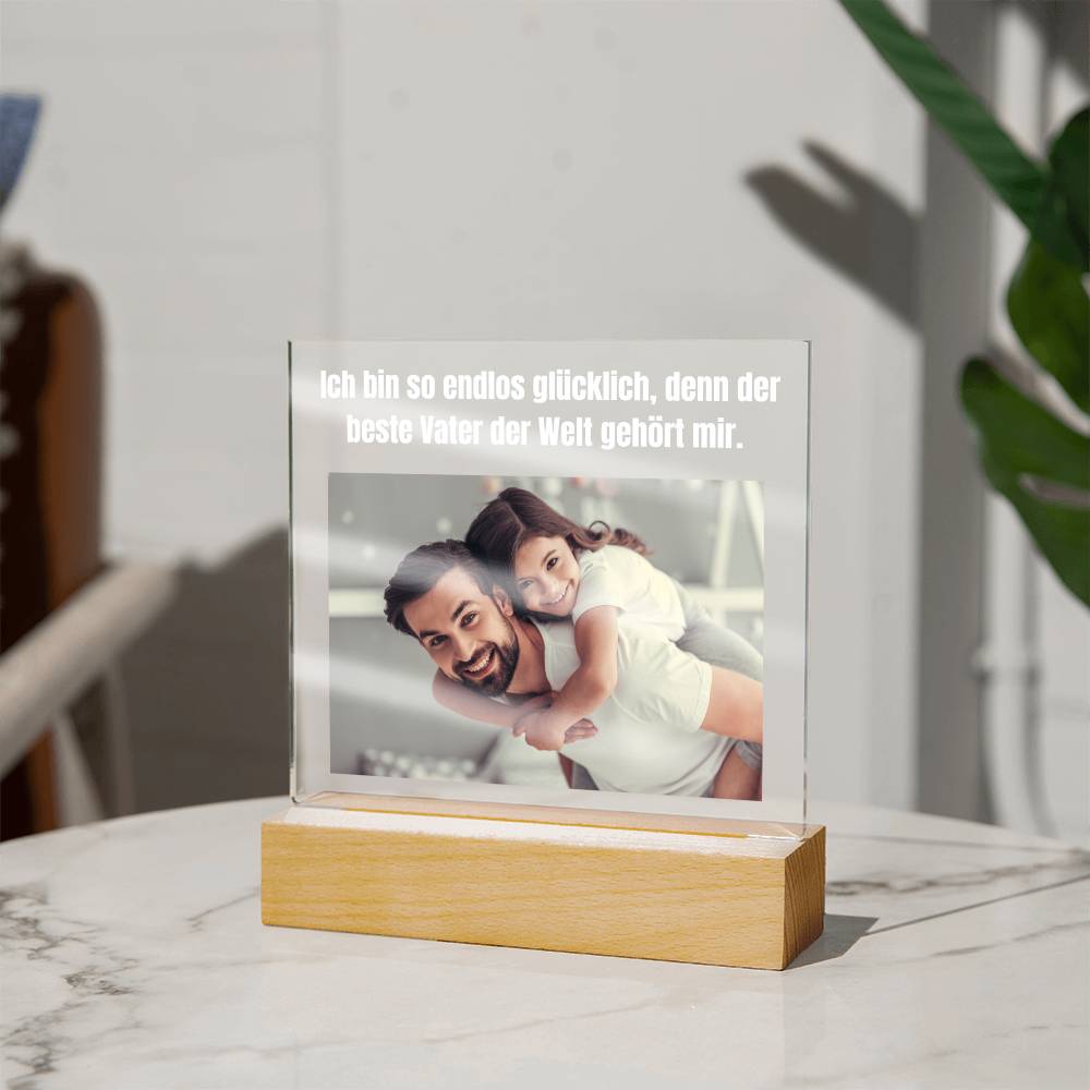 Personalisiertes Foto Bild LED Holz Stand Licht Lampe - Acrylic Square Plaque