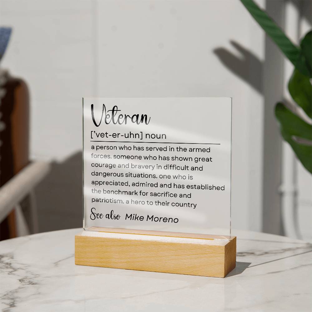 Personalized Veteran Definition 1 - Acrylic Square Plaque