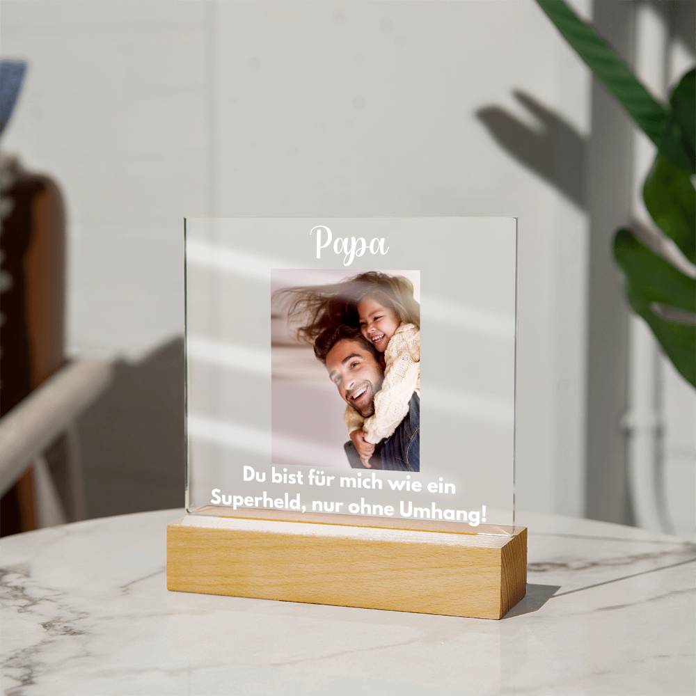 Personalisiertes Foto Bild LED Holz Stand Licht Lampe - Acrylic Square Plaque