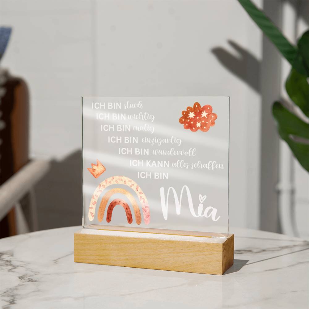Personalisiertes Acryl LED Licht Mit Namen - Acrylic Square Plaque